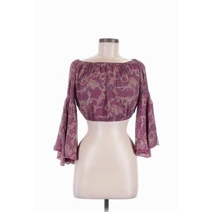 NWT Paisley Crop Top Boho Y2K Bell Sleeve Off Shoulder Peasant Festival Hippie